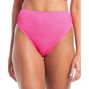 Bar III Women's Large Hot Pink High Leg High Rise Textured Bikini Bottoms NWT